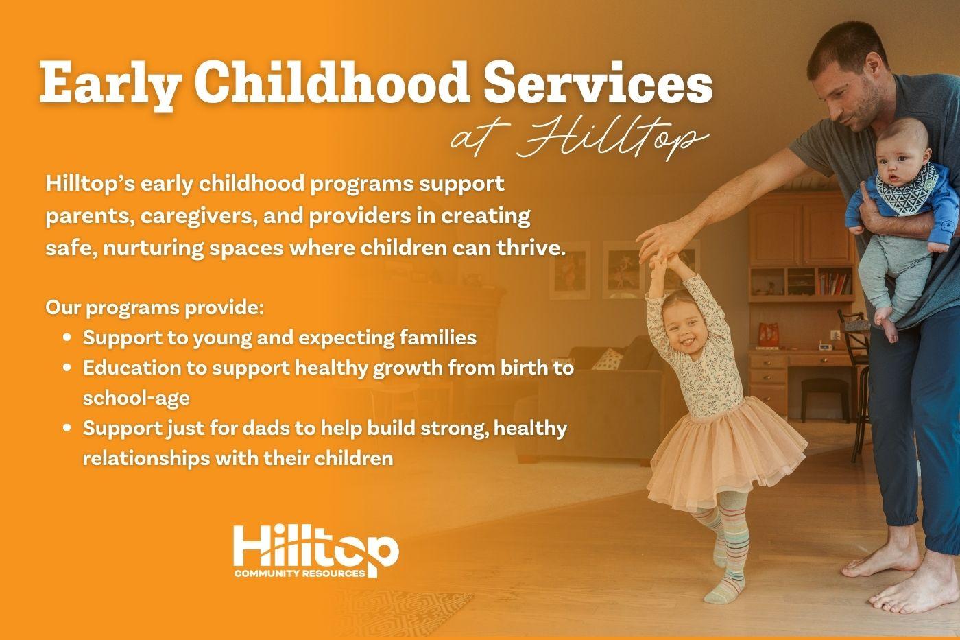 Early childhood services support parents, caregivers, and providers in creating safe, nurturing spaces where children can thrive.